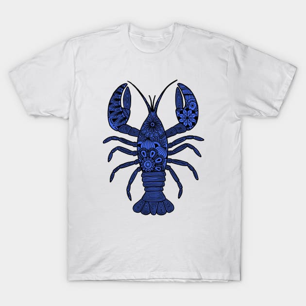 Lobster (black and blue vertical) T-Shirt by calenbundalas